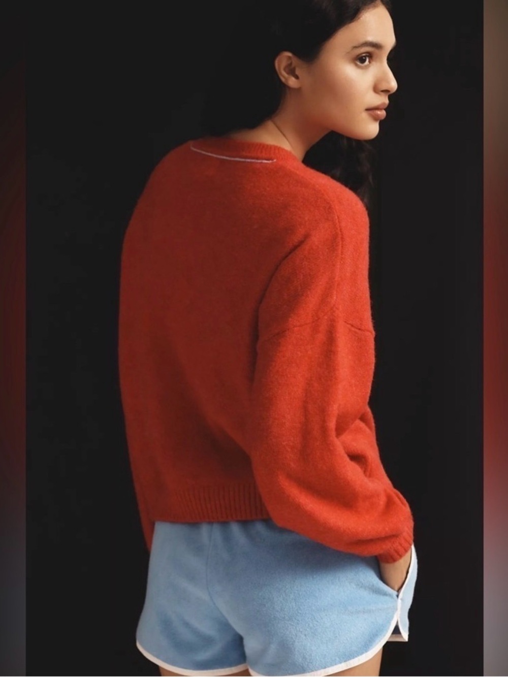 Sundry Merci Sweater XL Red Graphic Crewneck Oversized Anthropologie - Picture 2 of 9